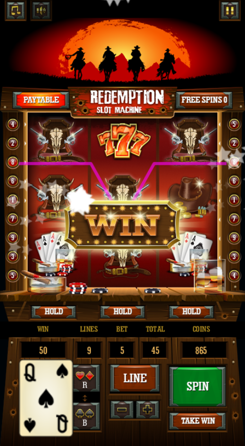 Redemption Slot Machine Game Guess Win Screenshot.