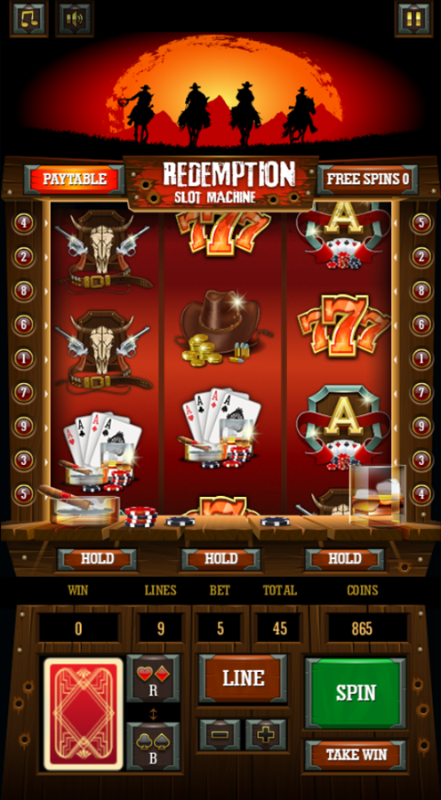 Redemption Slot Machine Game Spin Screenshot.