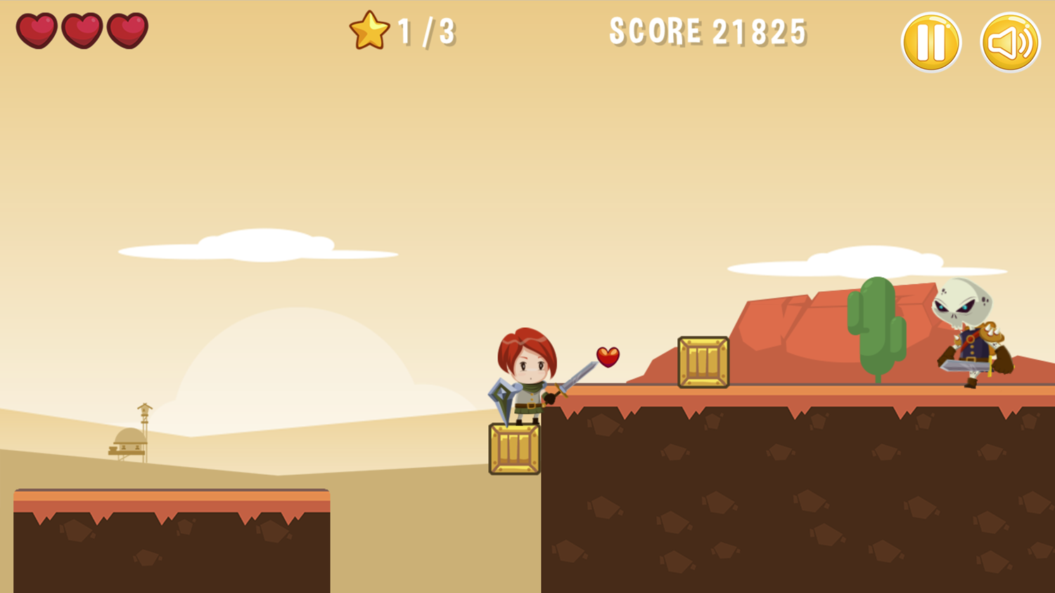 Redhead Knight Game Desert Level Screenshot.