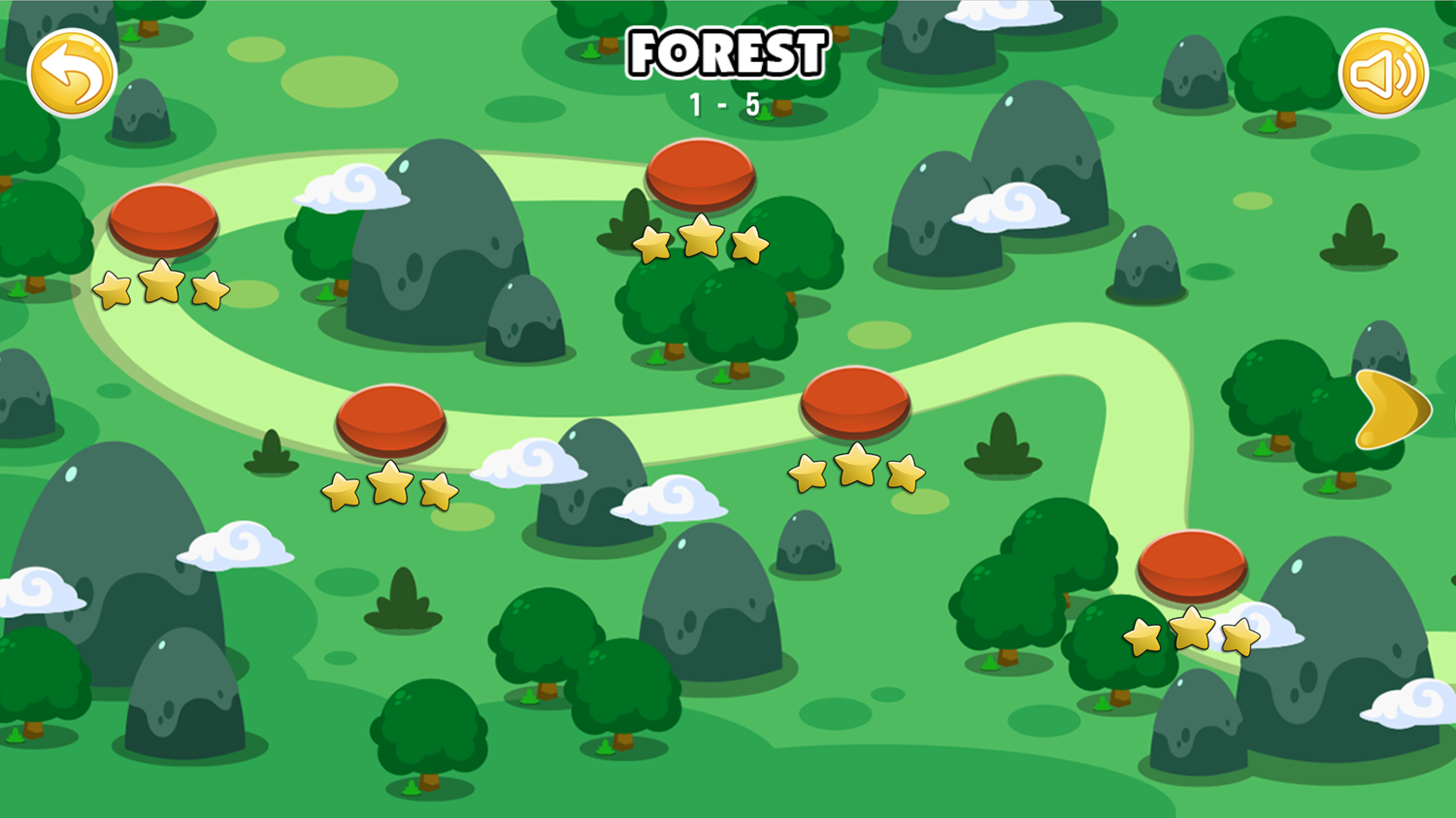 Redhead Knight Game Forest Level Select Screen Screenshot.
