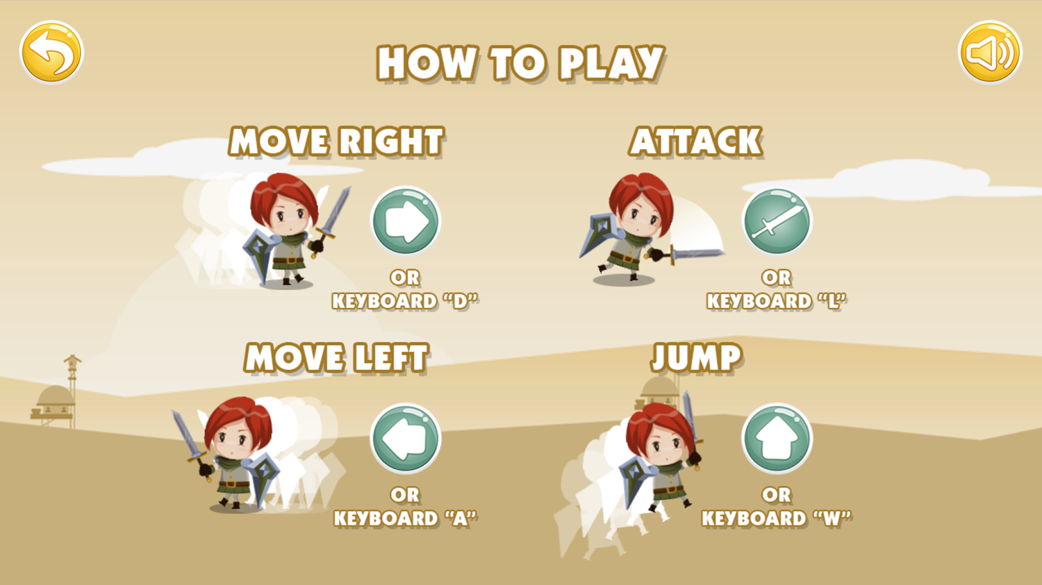 Redhead Knight Game How to Play Screen Screenshot.