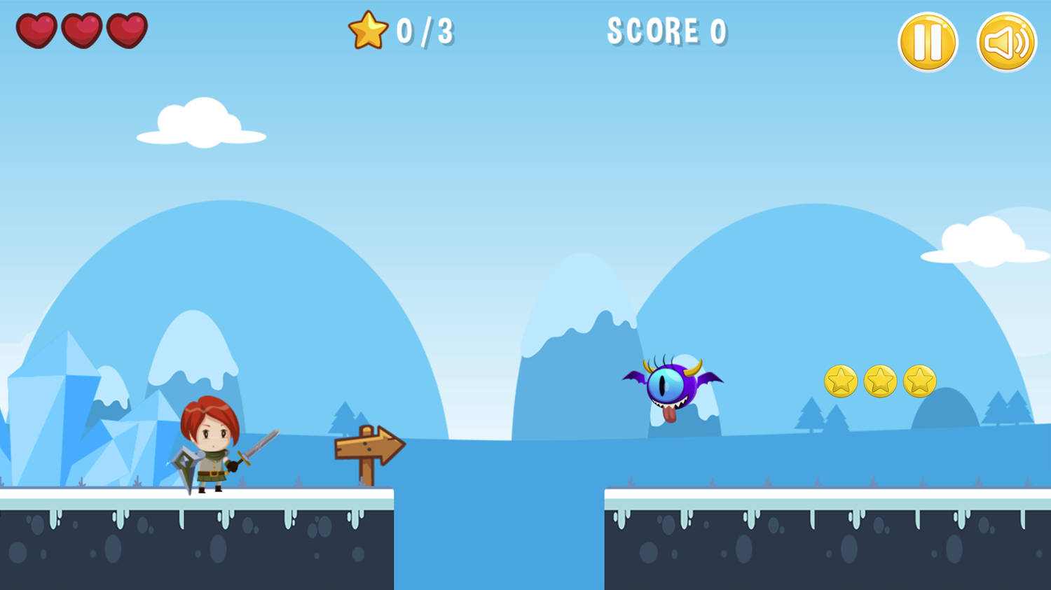 Redhead Knight Game Snowland Level Screenshot.