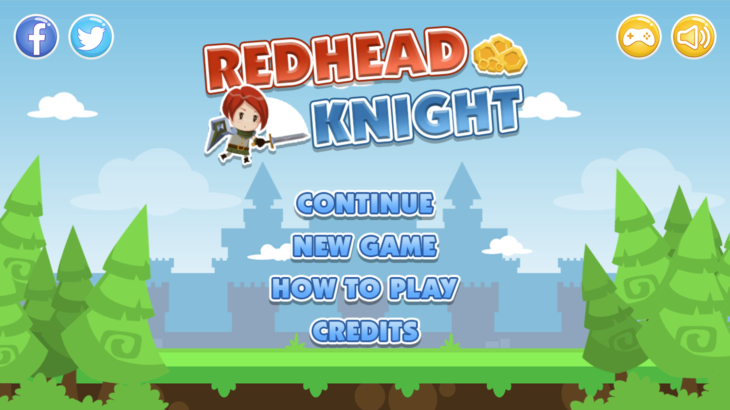 Redhead Knight Game Welcome Screen Screenshot.
