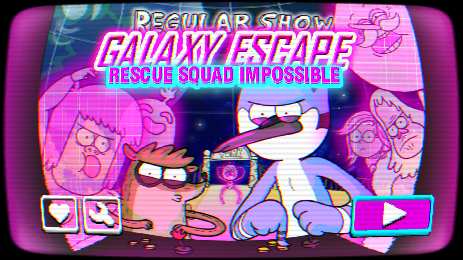 Regular Show Galaxy Escape Rescue Squad Impossible Game Welcome Screen Screenshot.