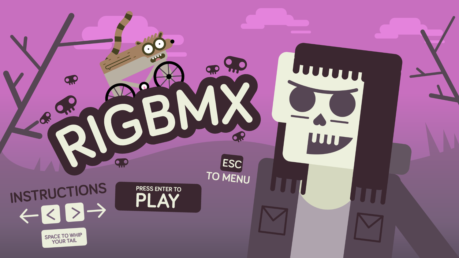 Regular Show Rigbmx Game Welcome Screen Screenshot.