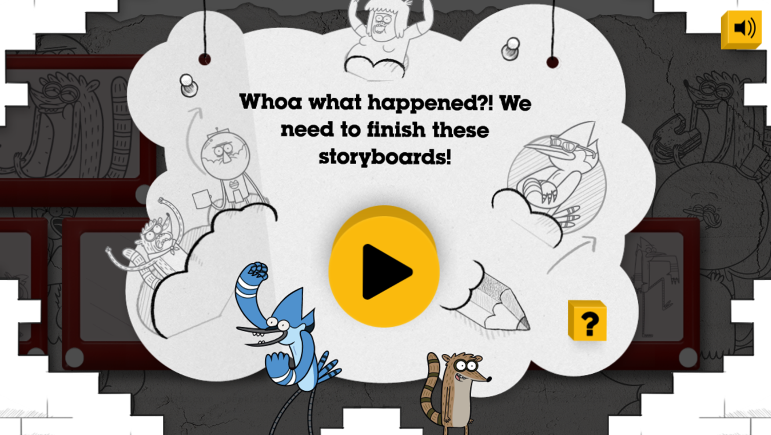 Regular Show Storyboard Game Welcome Screen Screenshot.