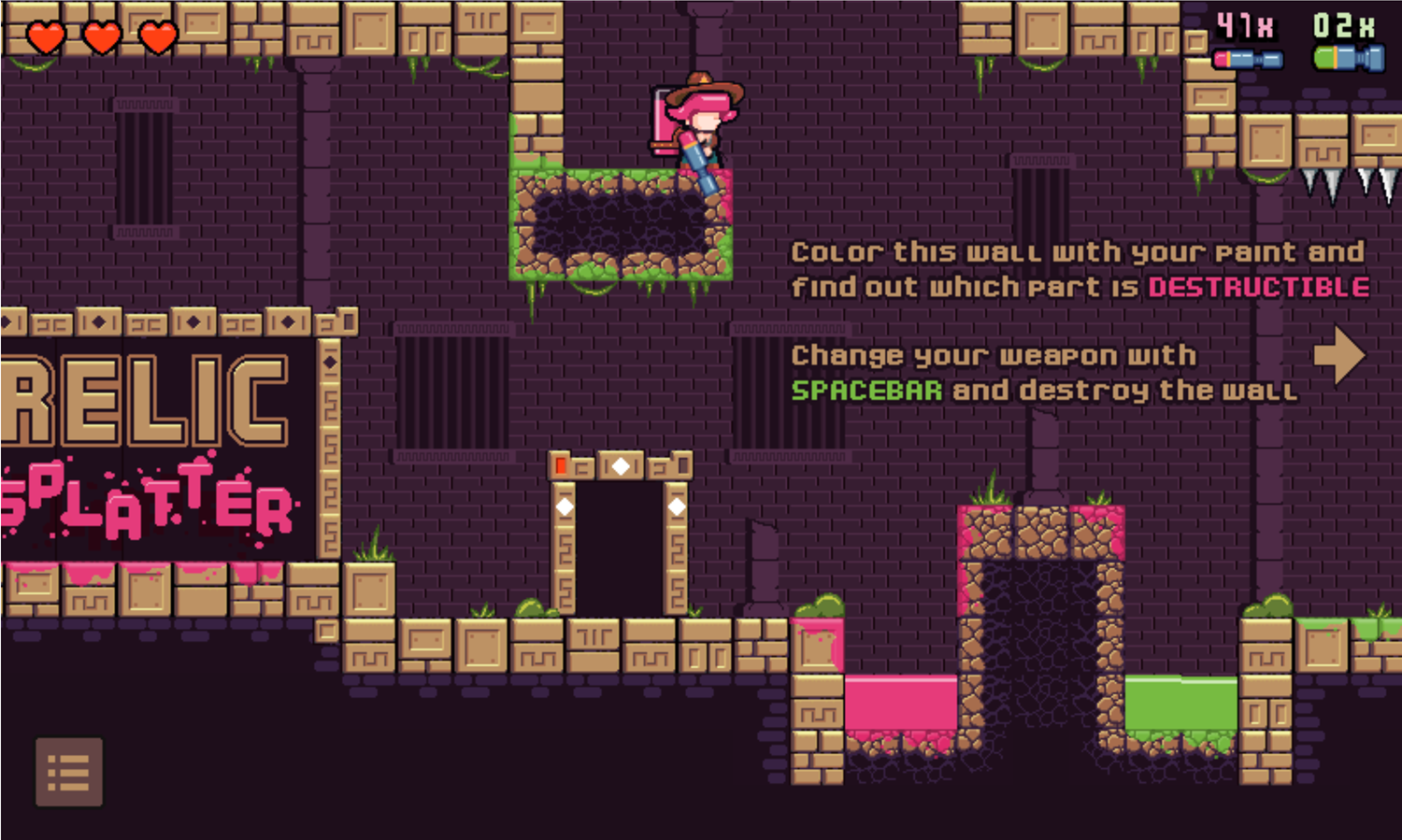 Relic Splatter Game Destroying Walls Advice Screenshot.