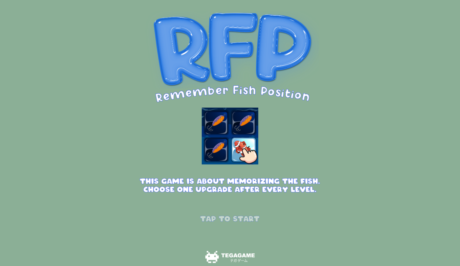 Remember Fish Position Game Welcome Screen Screenshot.