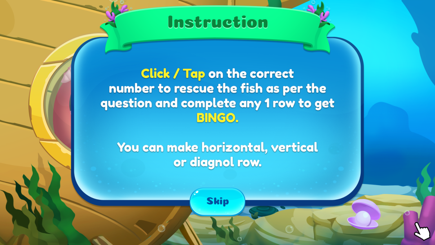 Rescue Me Game Instructions Screenshot.