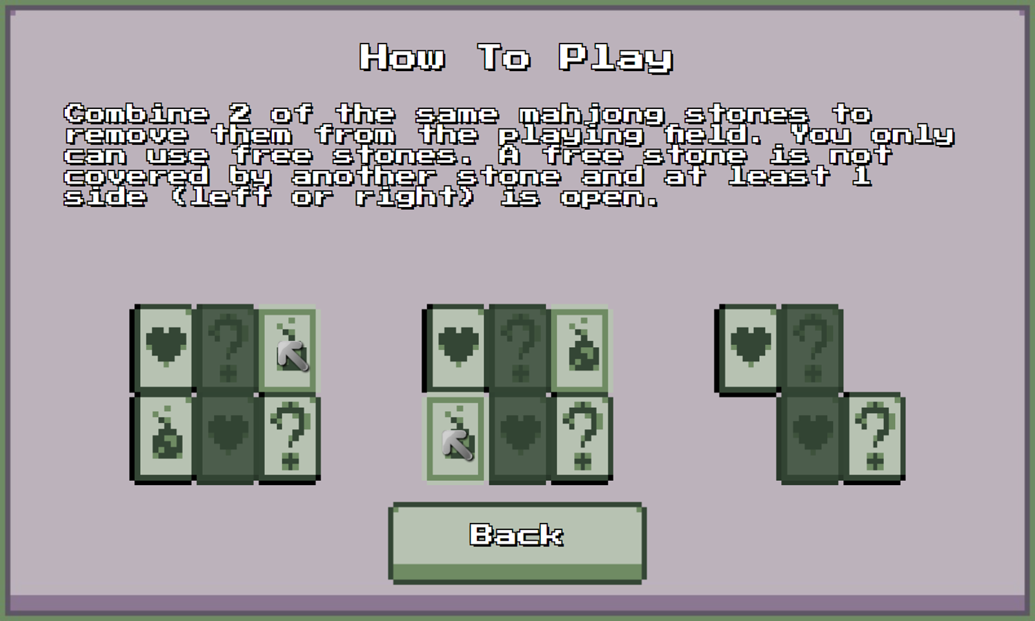 Retro Mahjong Game How To Play Screenshot.