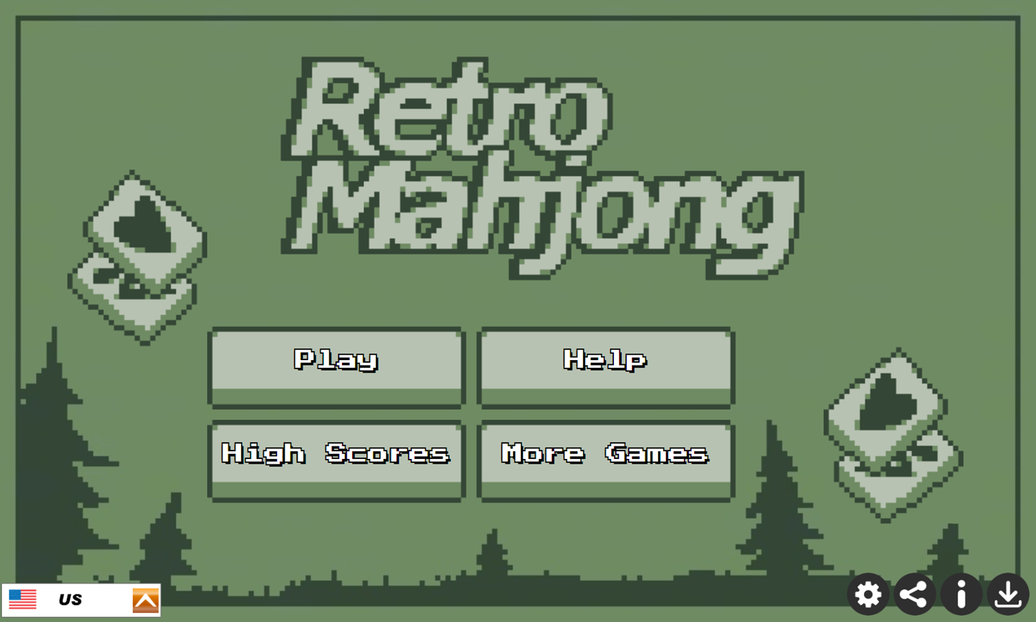 Retro Mahjong Game Welcome Screen Screenshot.