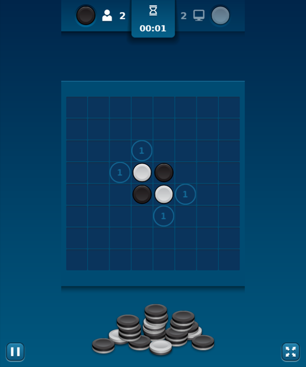 Reversi Mania Game Start Screenshot.