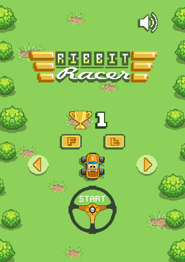 Ribbit Racer Game Welcome Screen Screenshot.