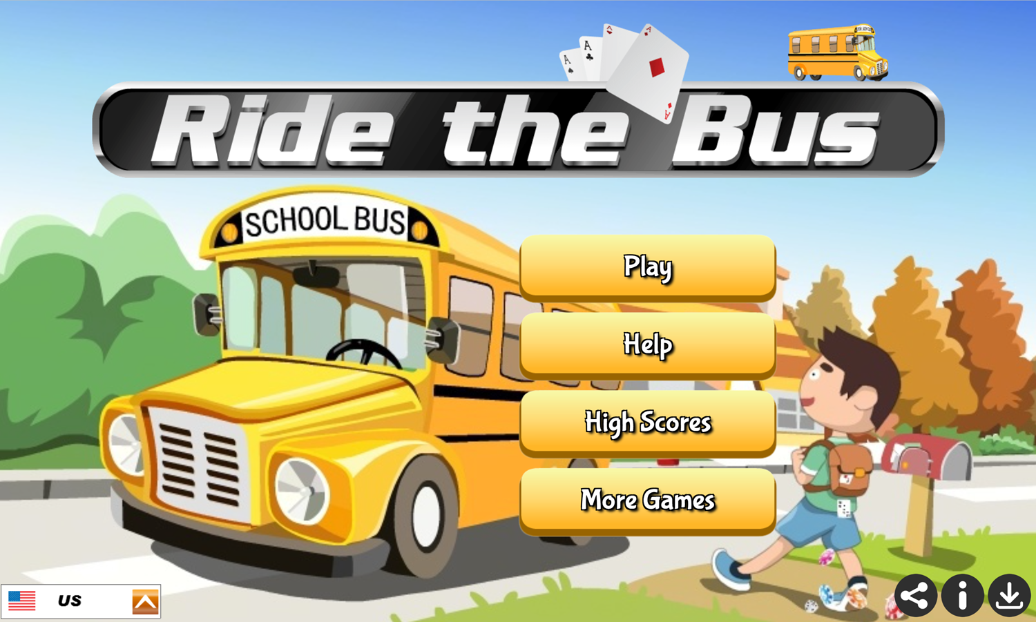 Ride the Bus Game Welcome Screen Screenshot.