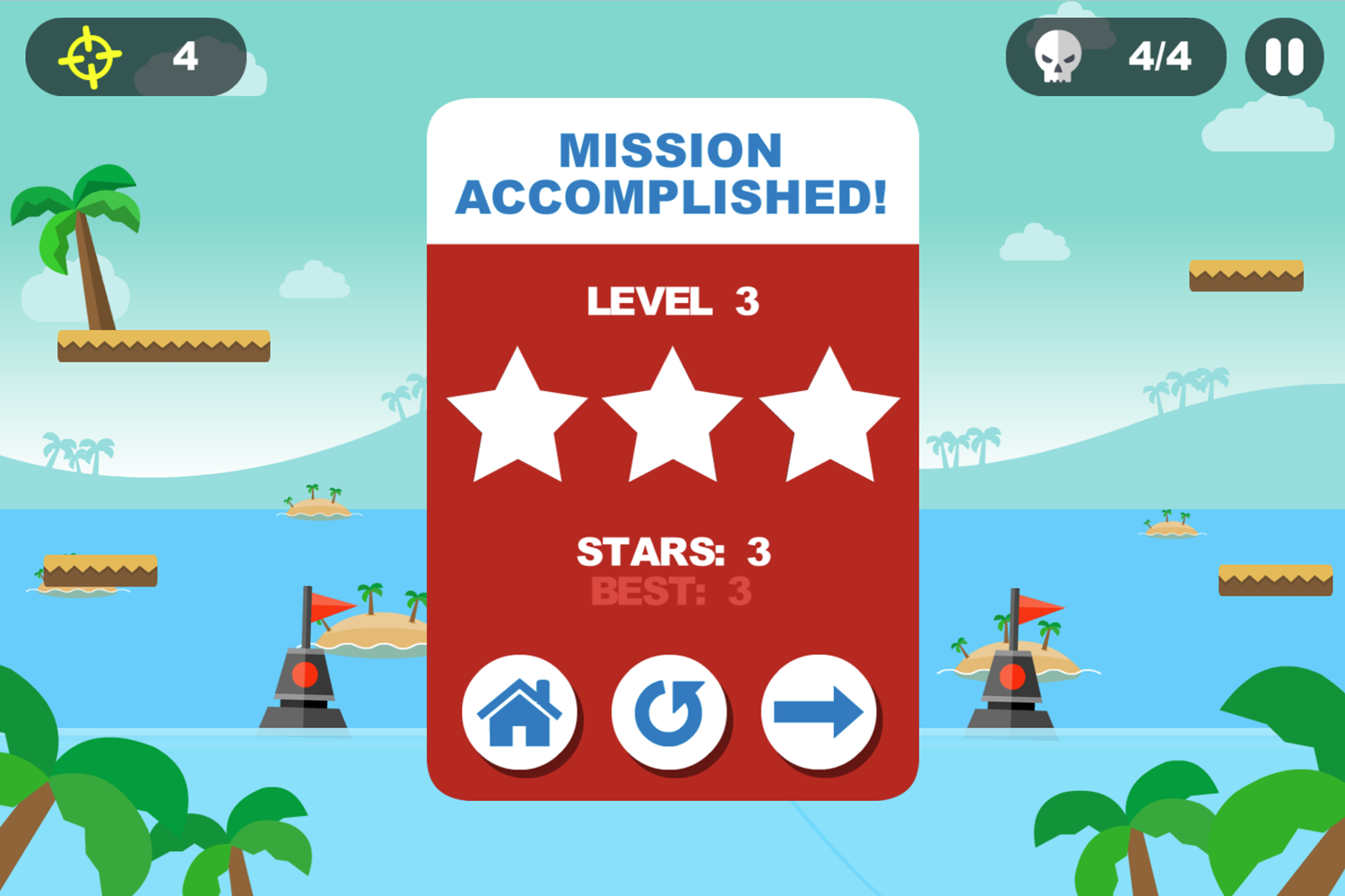 Risky Mission Game Level Beat Screen Screenshot.