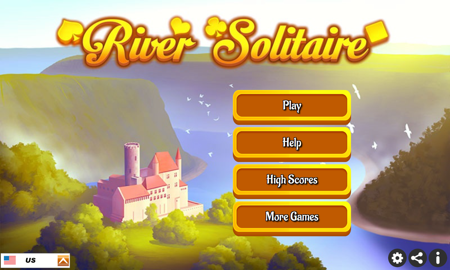 River Solitaire Game Welcome Screen Screenshot.