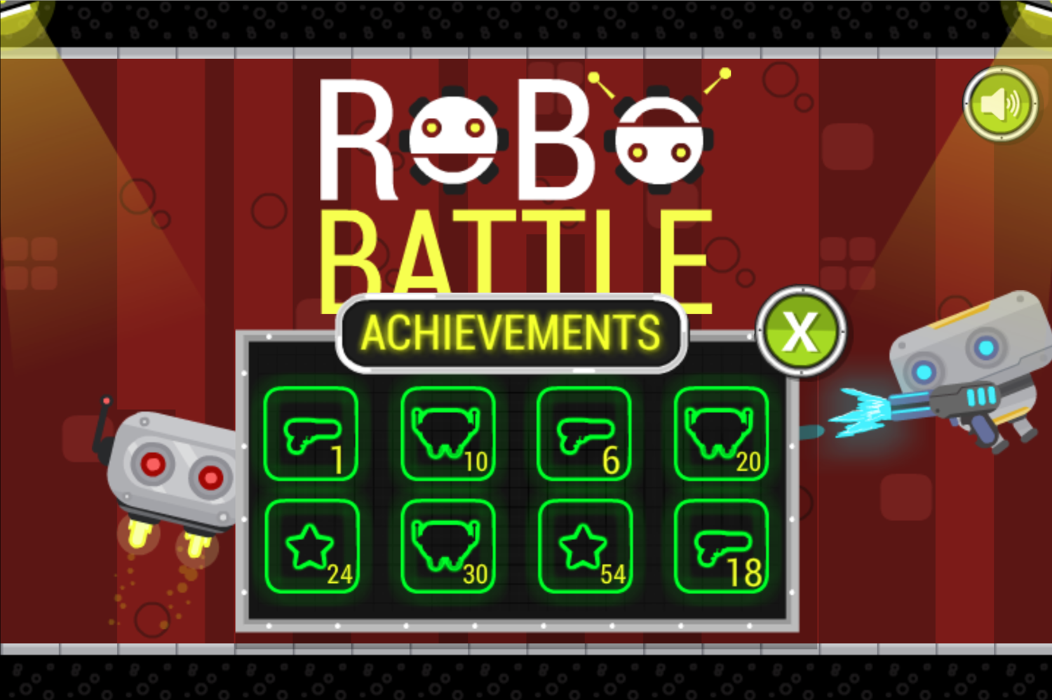Robo Battle Game Achievements Screen Screenshot.