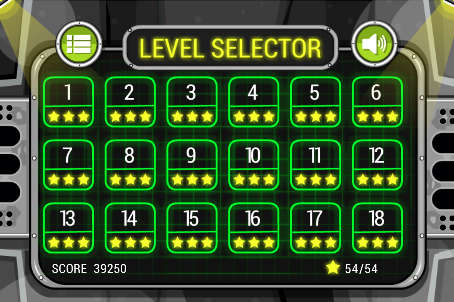 Robo Battle Game Level Select Screen Screenshot.