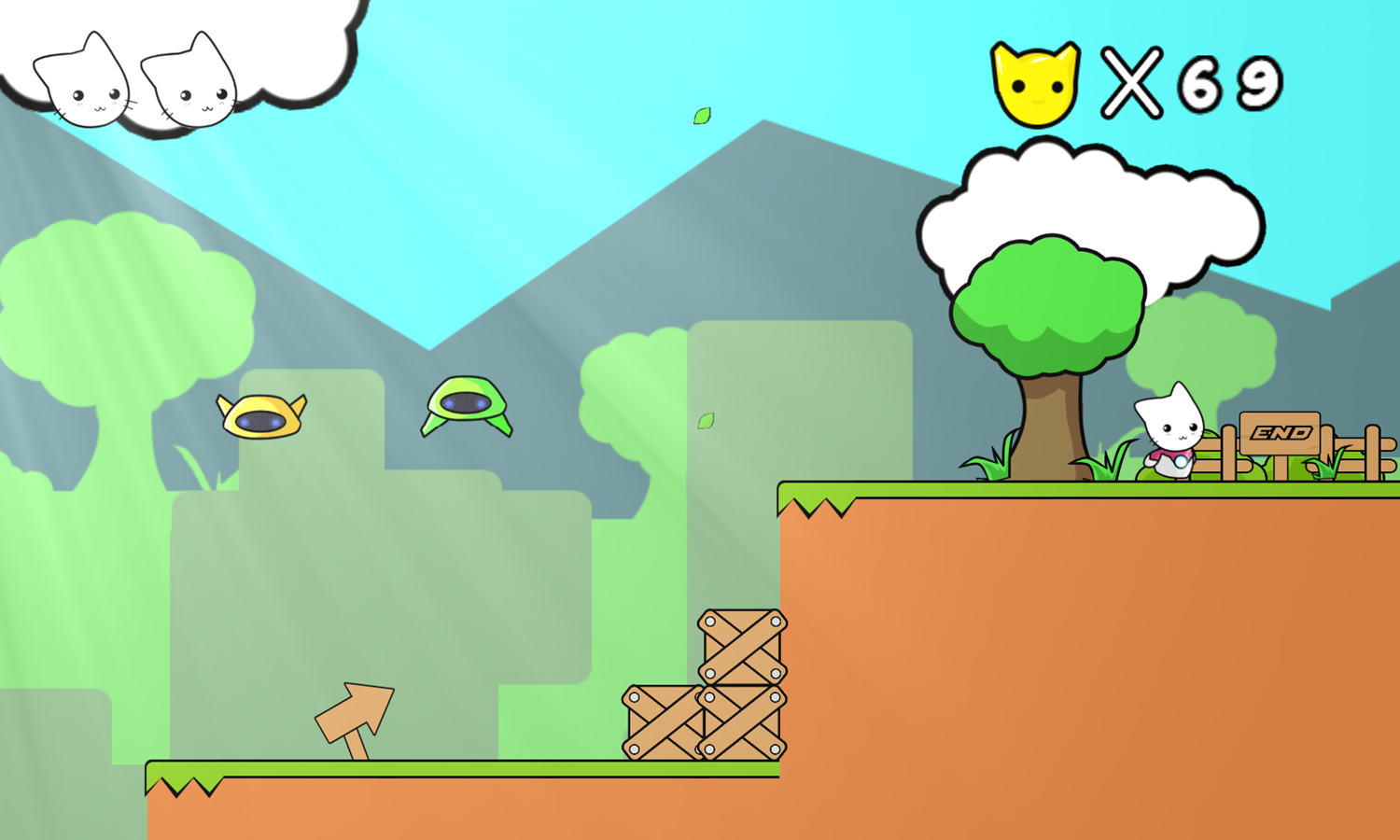 Robo-Cat Game Reach End Screenshot.