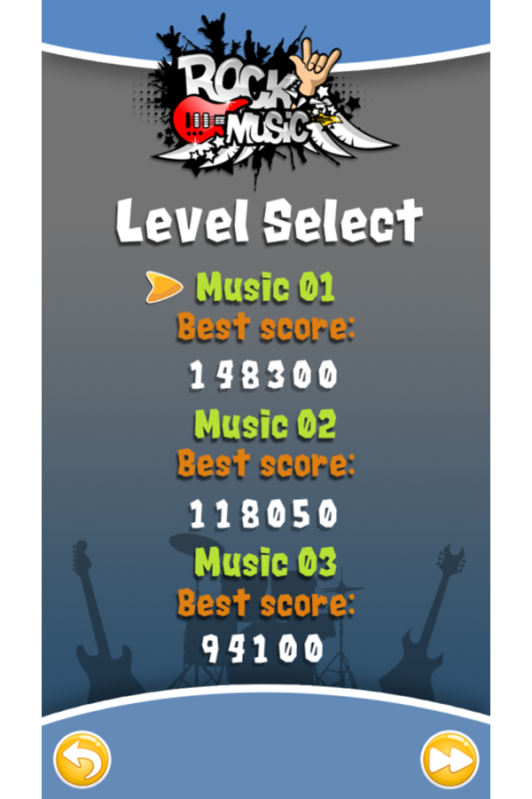 Rock Music Level Select Screenshot.