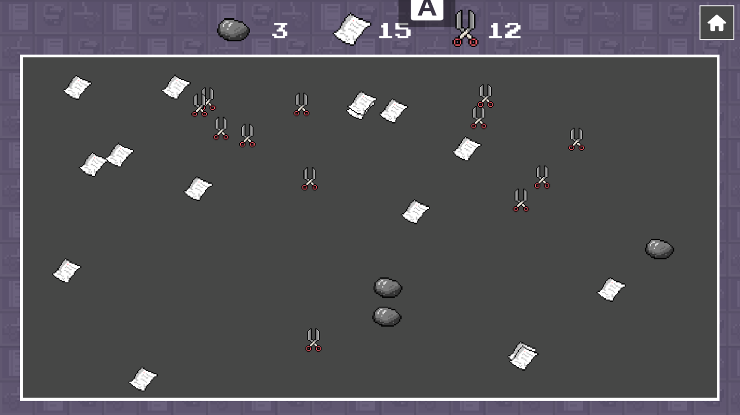 Rock Paper and Scissors Game Battle Simulator Game Screenshot.
