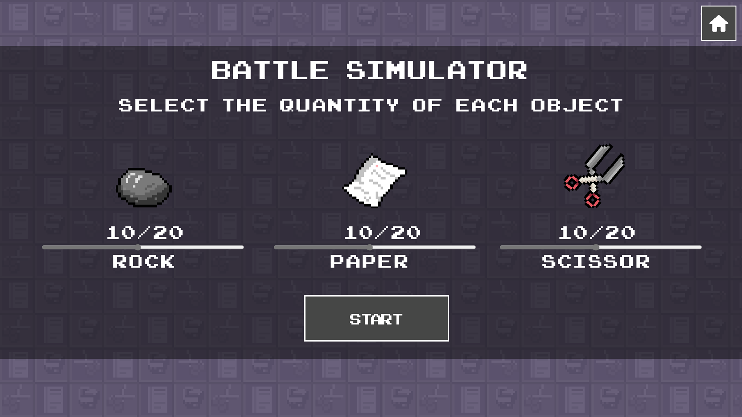 Rock Paper and Scissors Game Battle Simulator Screenshot.