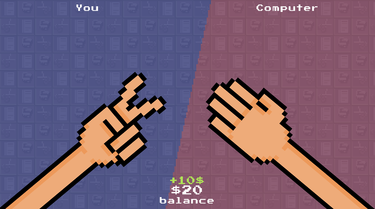 Rock Paper and Scissors Game Bet Mode Game Screenshot.