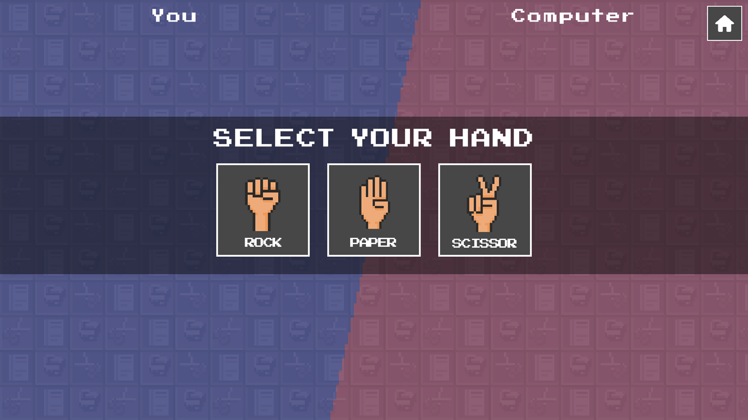 Rock Paper and Scissors Game Select Hand Screenshot.