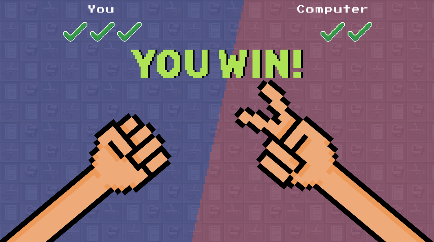 Rock Paper and Scissors Game You Win Screenshot.