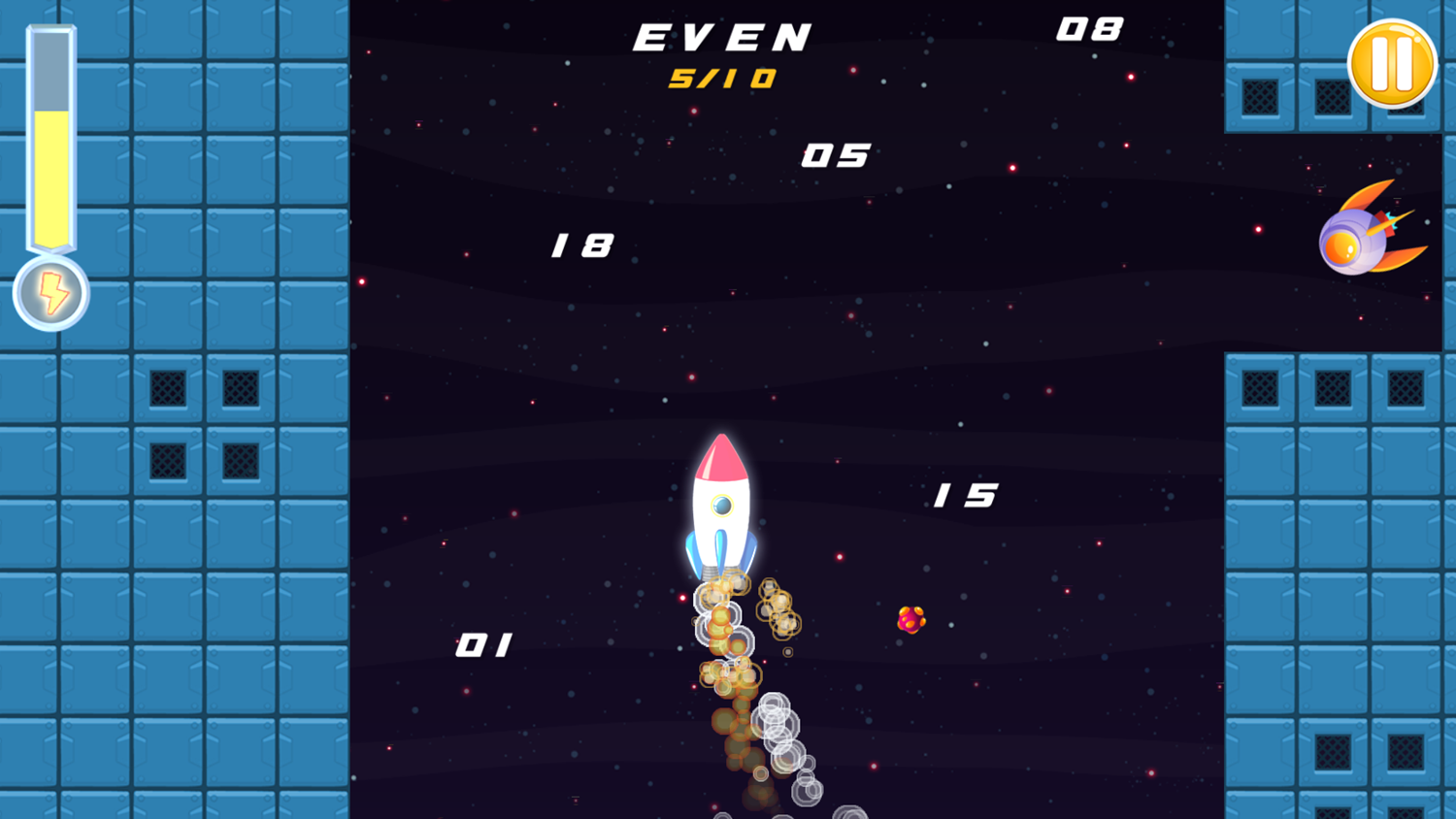 Rocket Balance Even Odd Game Level Play Screenshot.
