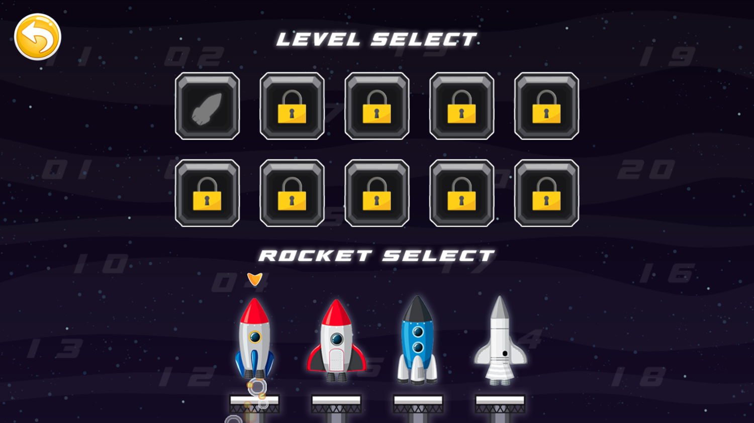 Rocket Balance Even Odd Game Level Select Screenshot.