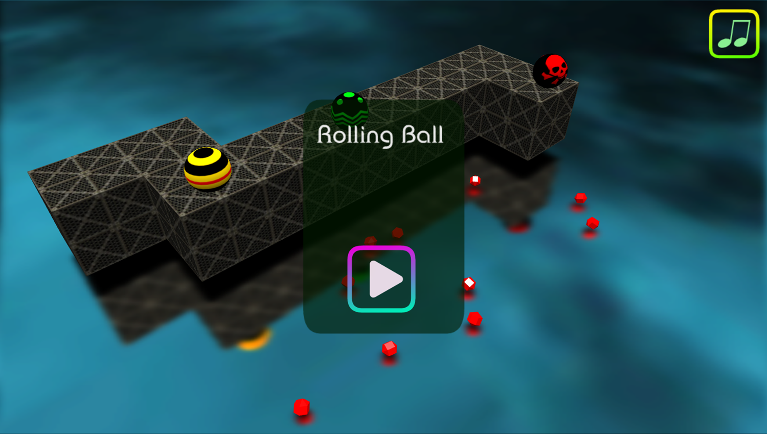 Rolling Ball 3D Game Welcome Screen Screenshot.