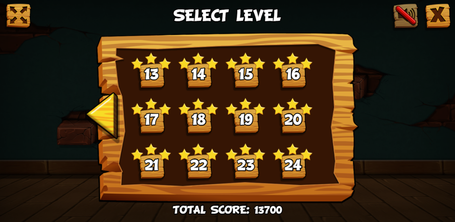 Rolling Cheese Game Level Select Screen Screenshot.
