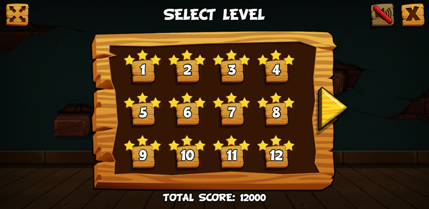 Rolling Cheese Game Level Select Screen Screenshot.