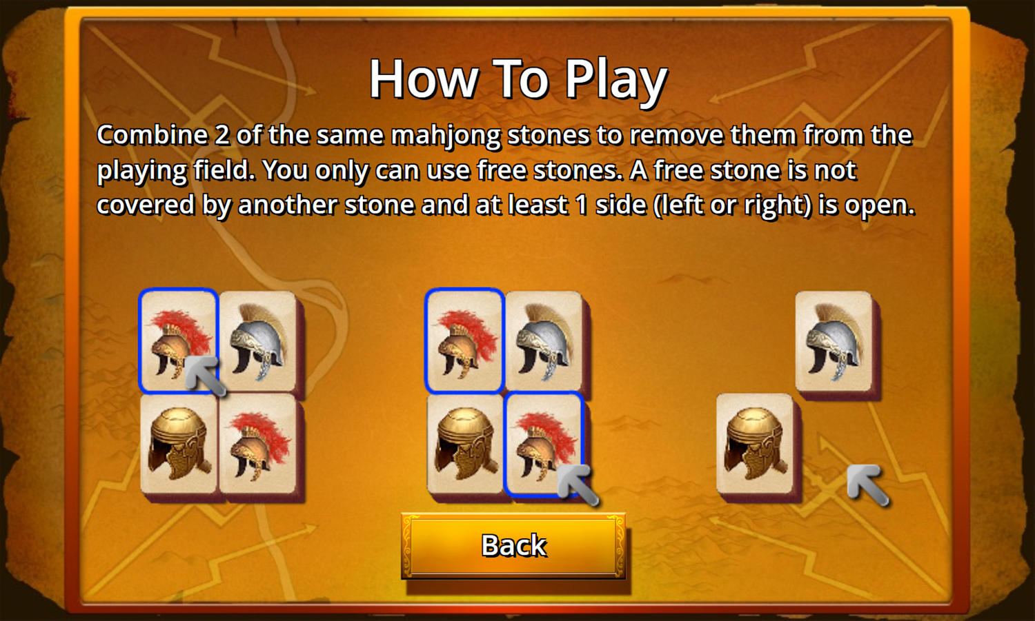 Roman Mahjong Game How To Play Screenshot.