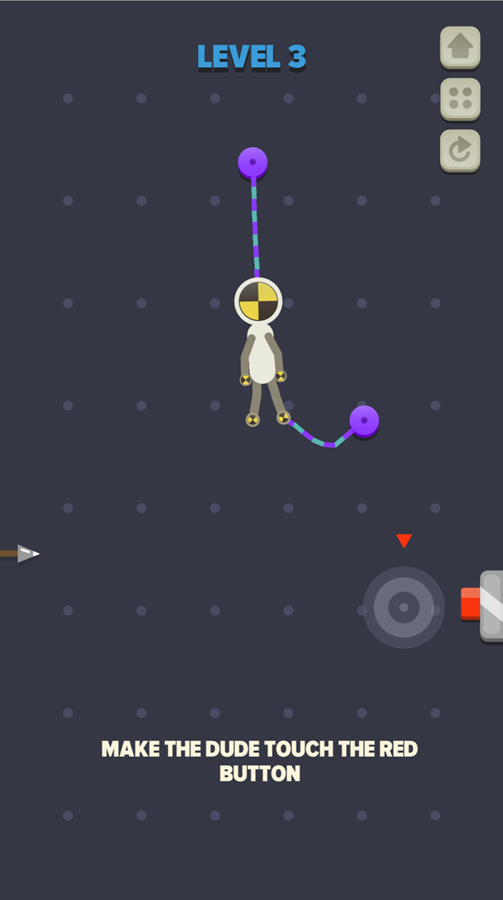 Rope Dude Game Red Button Instructions Screen Screenshot.
