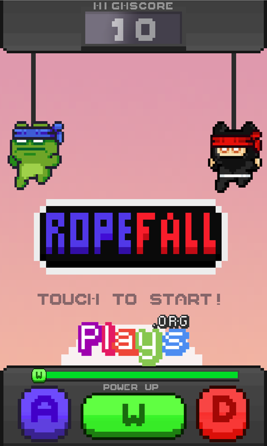 Rope Fall Game Welcome Screen Screenshot.