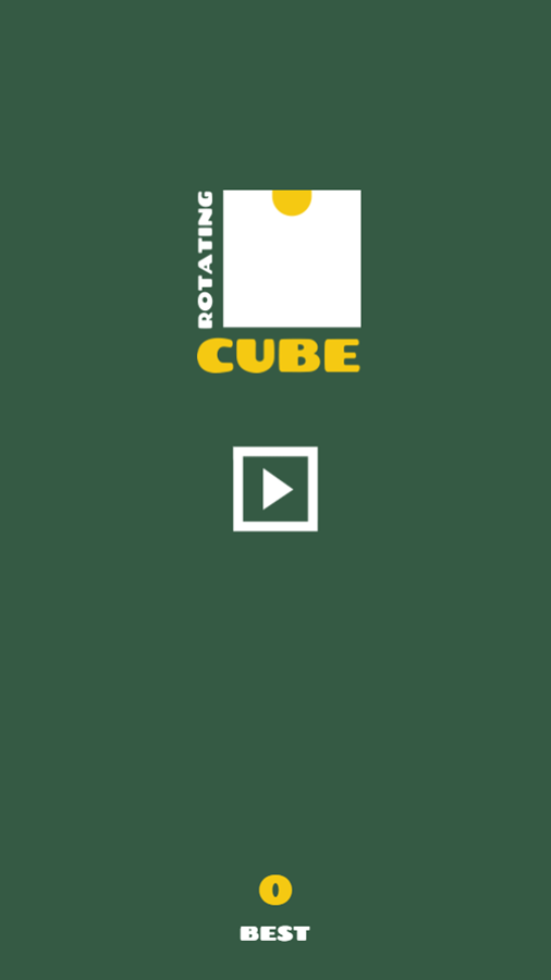 Rotating Cube Game Welcome Screen Screenshot.