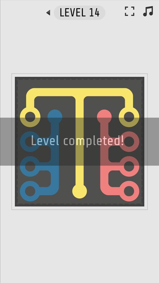 Rotative Pipes Puzzle Game Level Completed Screen Screenshot.