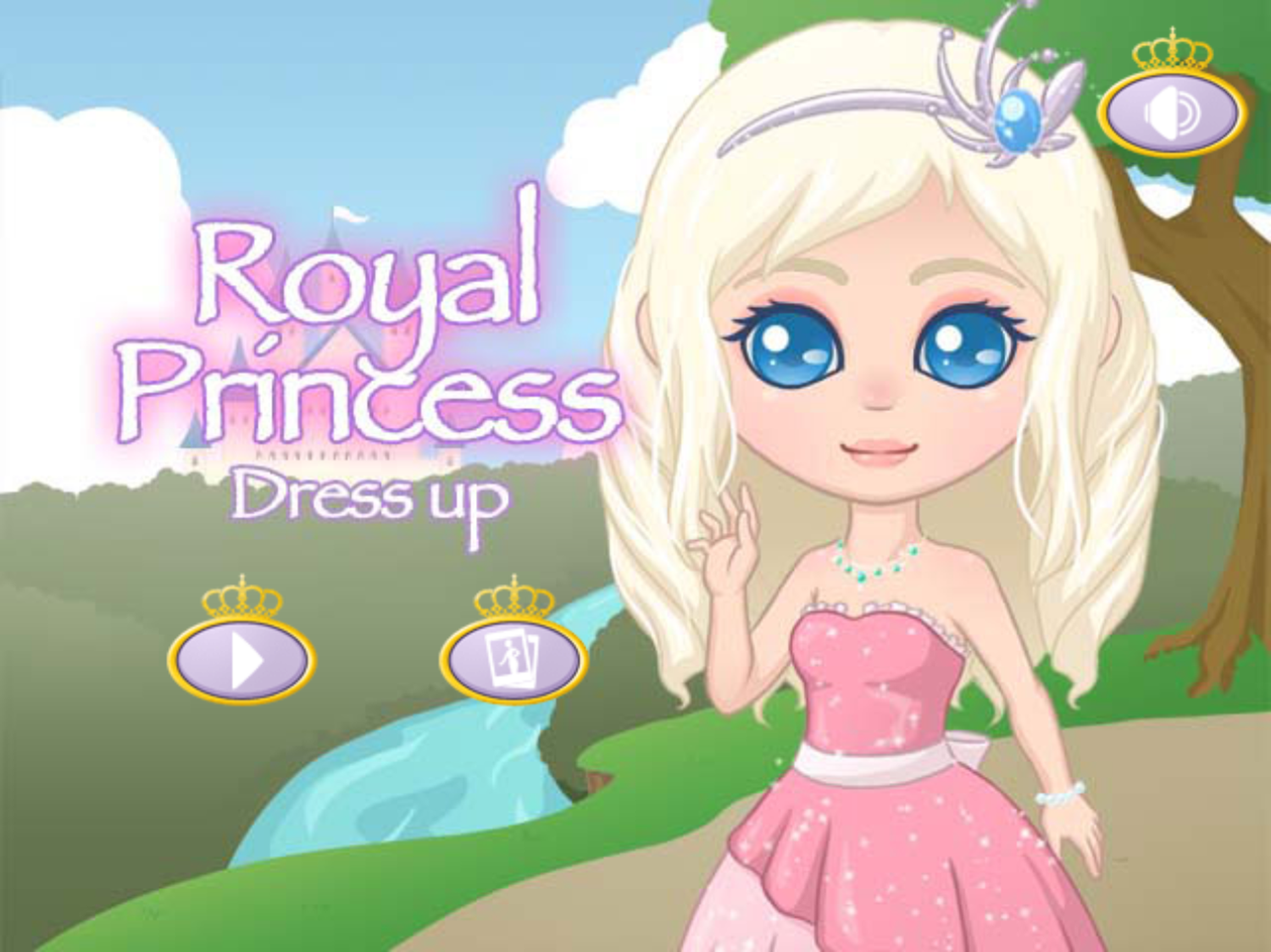 Royal Princess Dress Up Game Welcome Screen Screenshot.