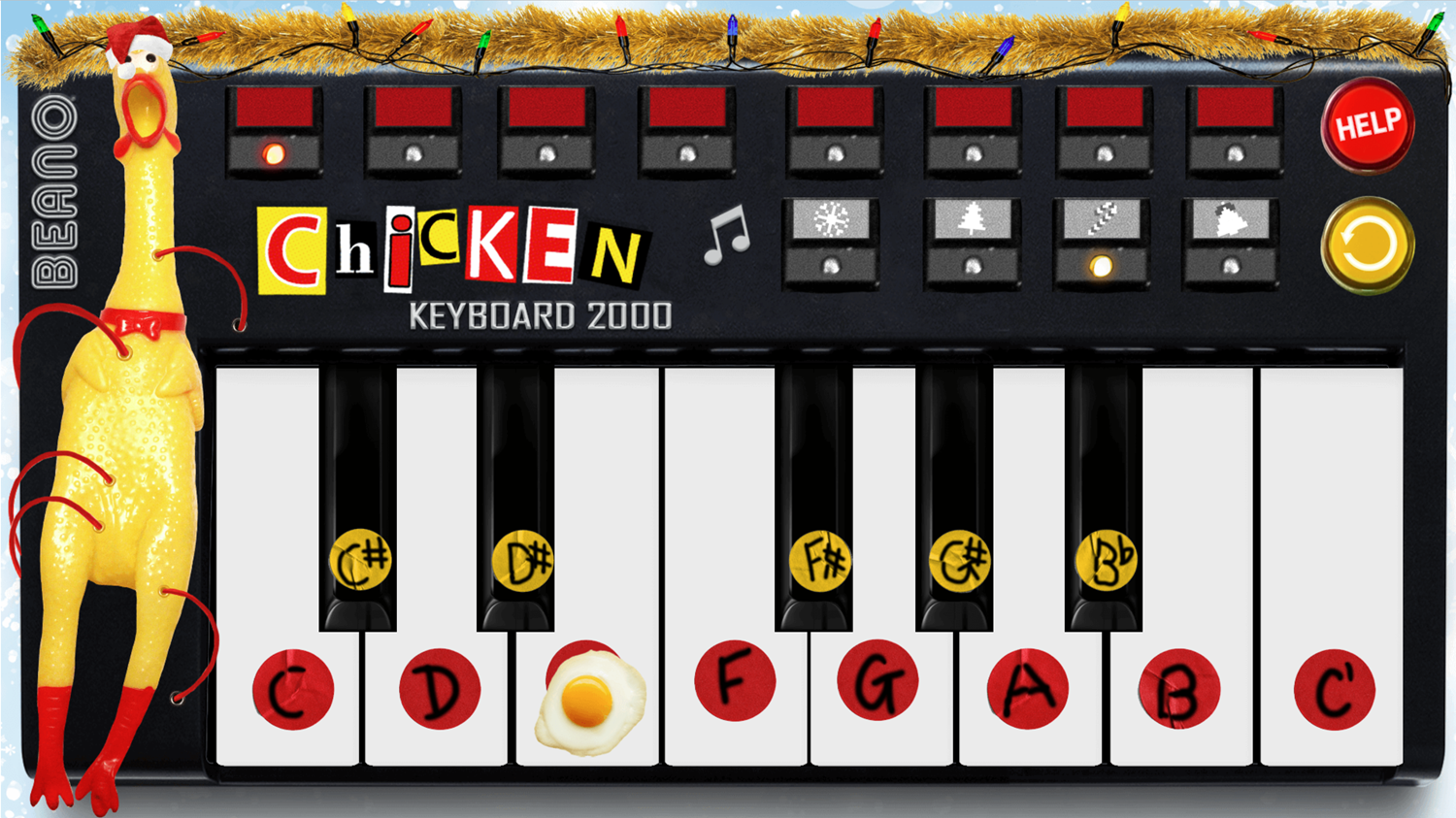 Rubber Chicken Keyboard Game Song Tutorial Screen Screenshot.