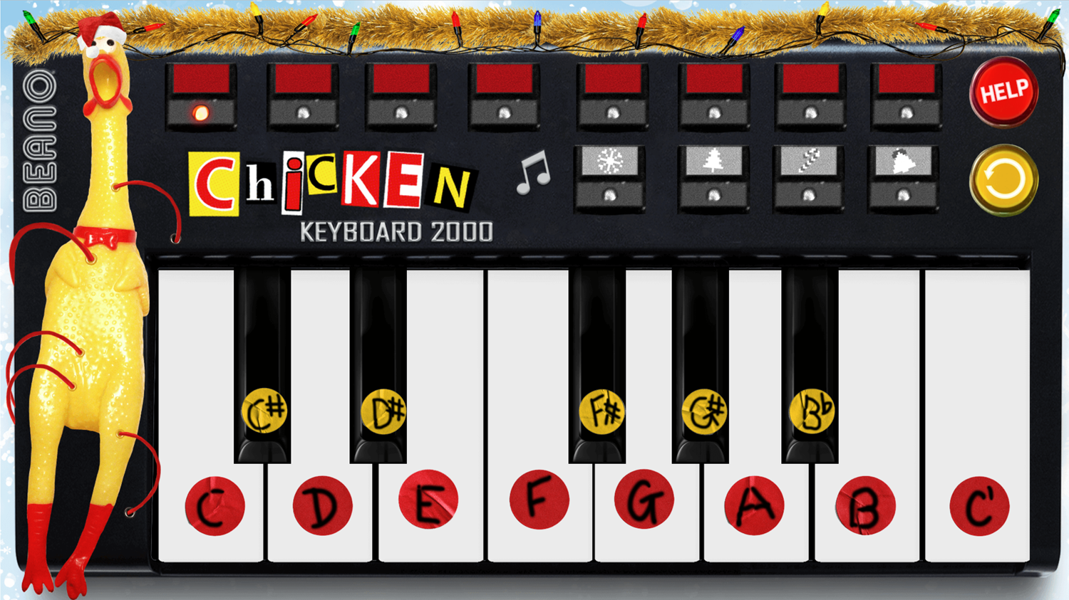 Rubber Chicken Keyboard Game Welcome Screen Screenshot.