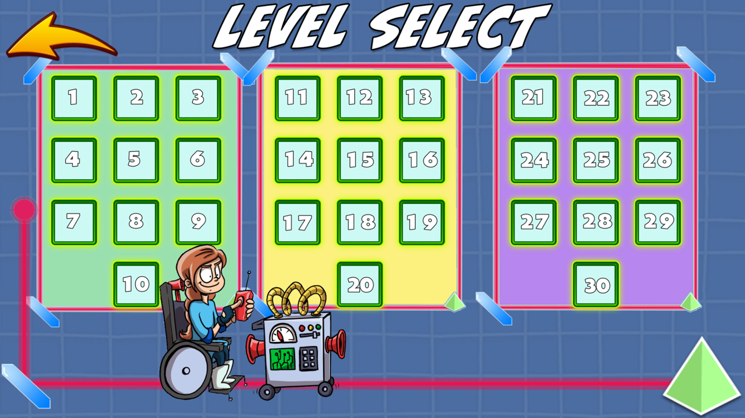 Rubi's Lazer Maze Game Level Select Complete Screenshot.