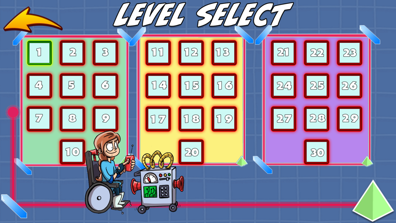 Rubi's Lazer Maze Game Level Select Screenshot.