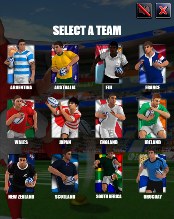 Rugby Kicks Game Select Team Screenshot.
