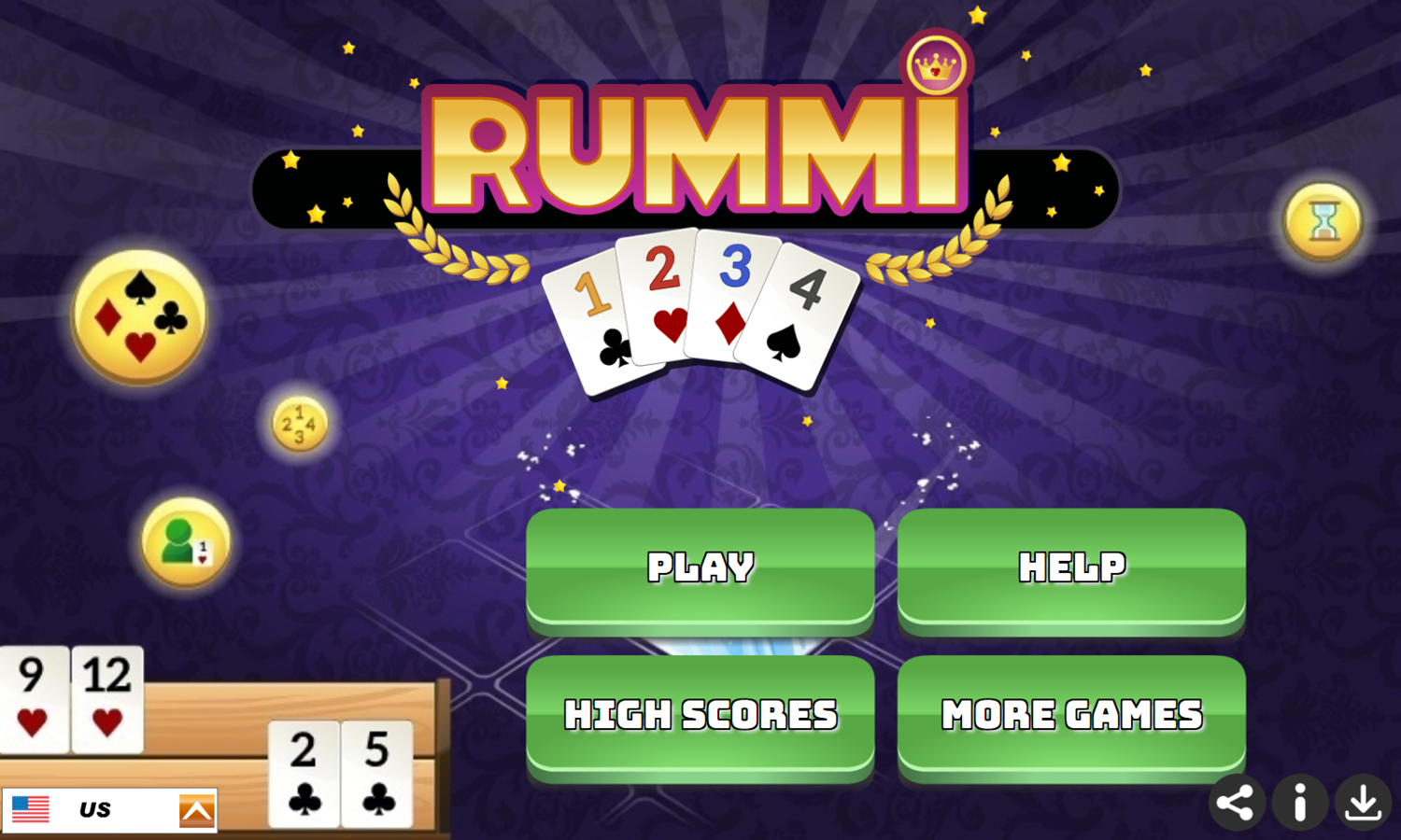 Rummi Game Welcome Screen Screenshot.