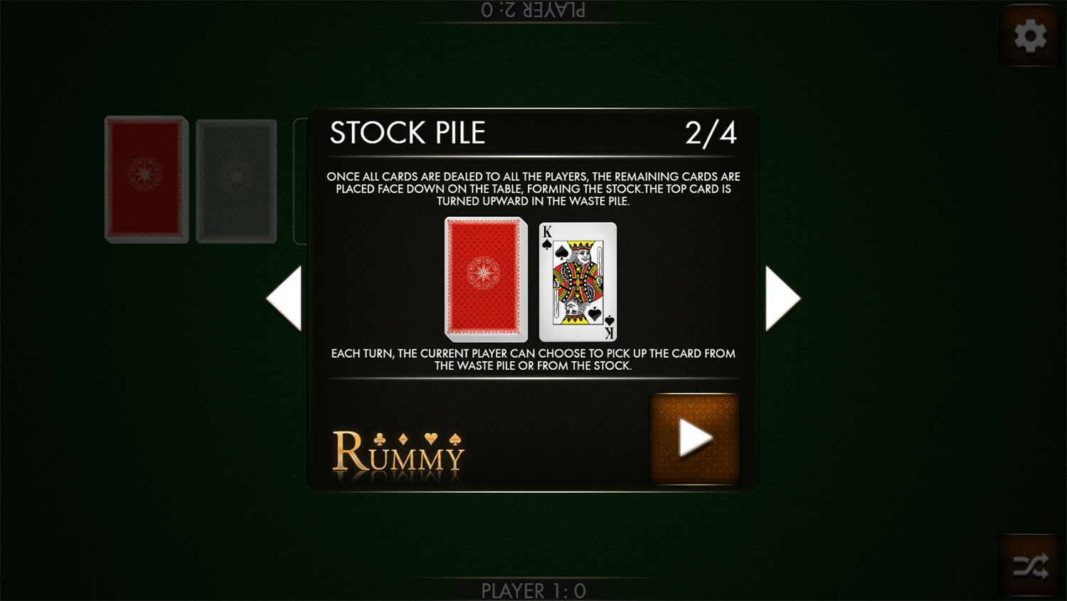 Rummy Game Instructions Screenshot.