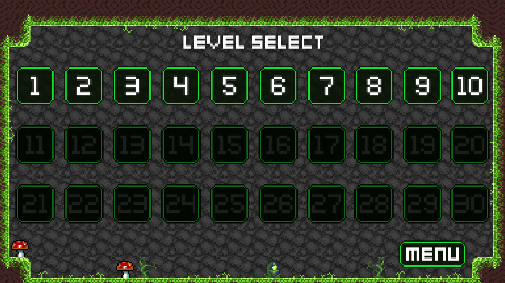 Run Away Level Select Screen Screenshot.