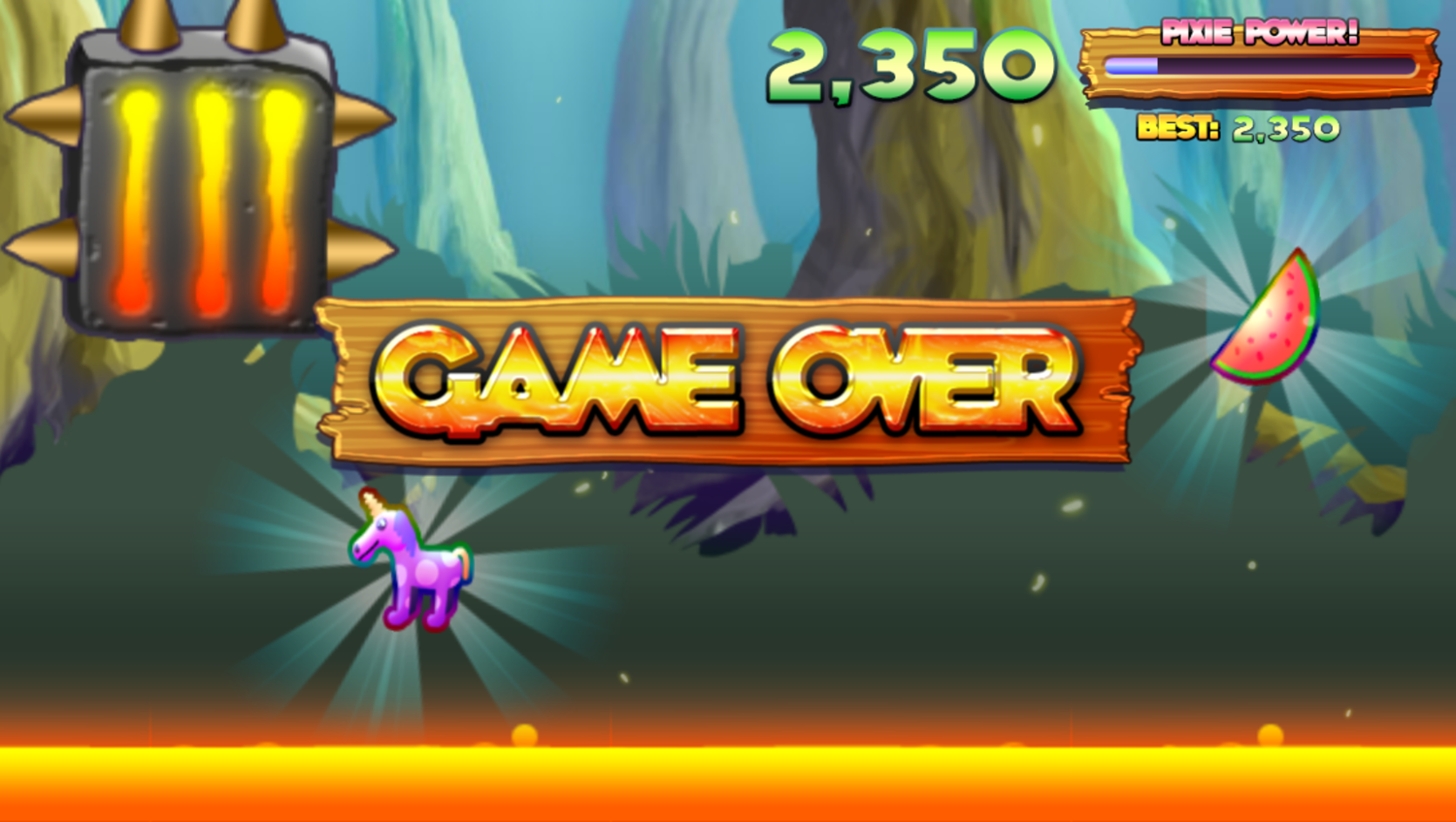 Run Pixie Run Game Over Screenshot.