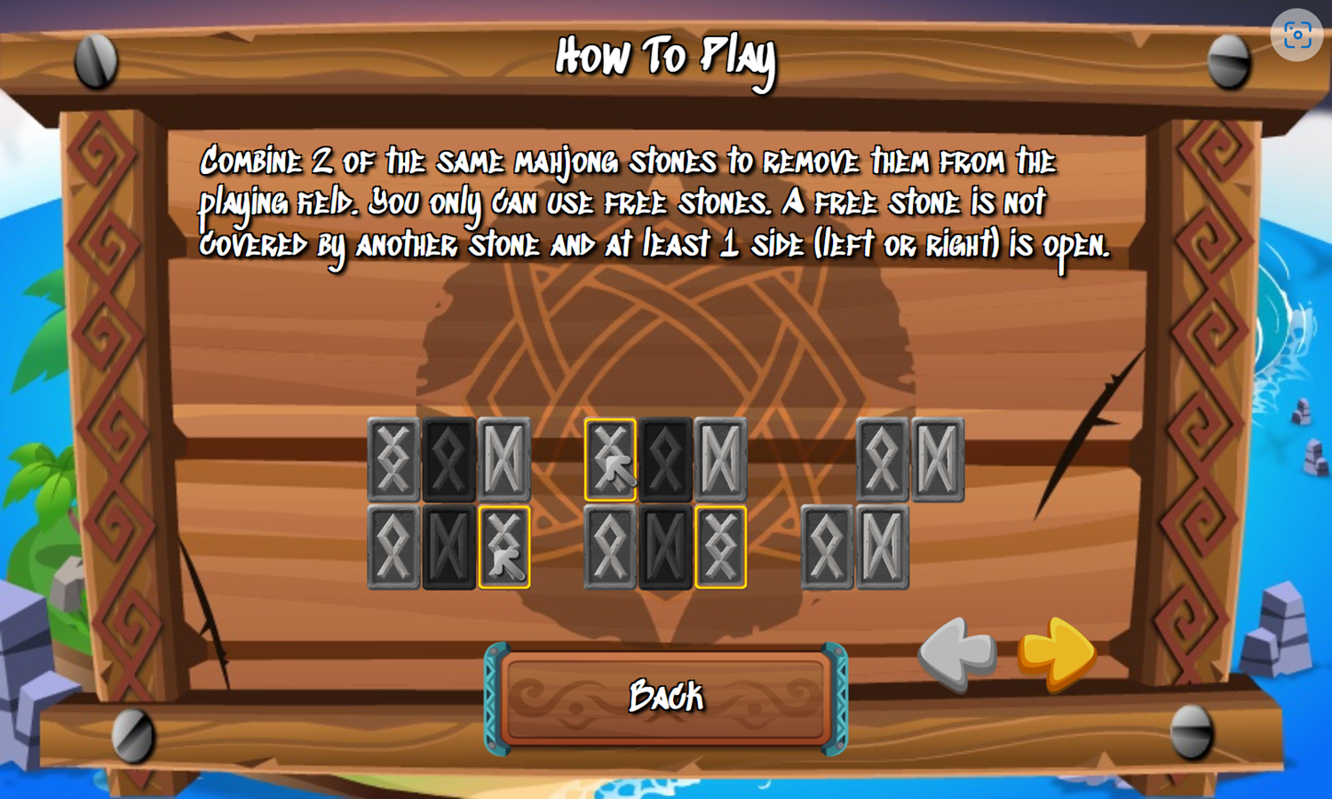 Rune Mahjongg Game How To Play Screenshot.